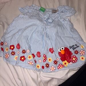 Sesame Street Blue and White Striped Baby Shirt